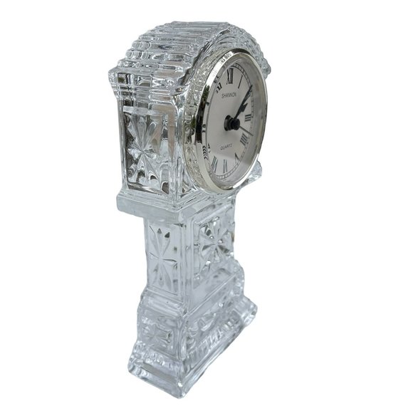Vintage Shannon Crystal Clock Grandfather‎ Mini Desk Style Lead Crystal 7in - Picture 12 of 12